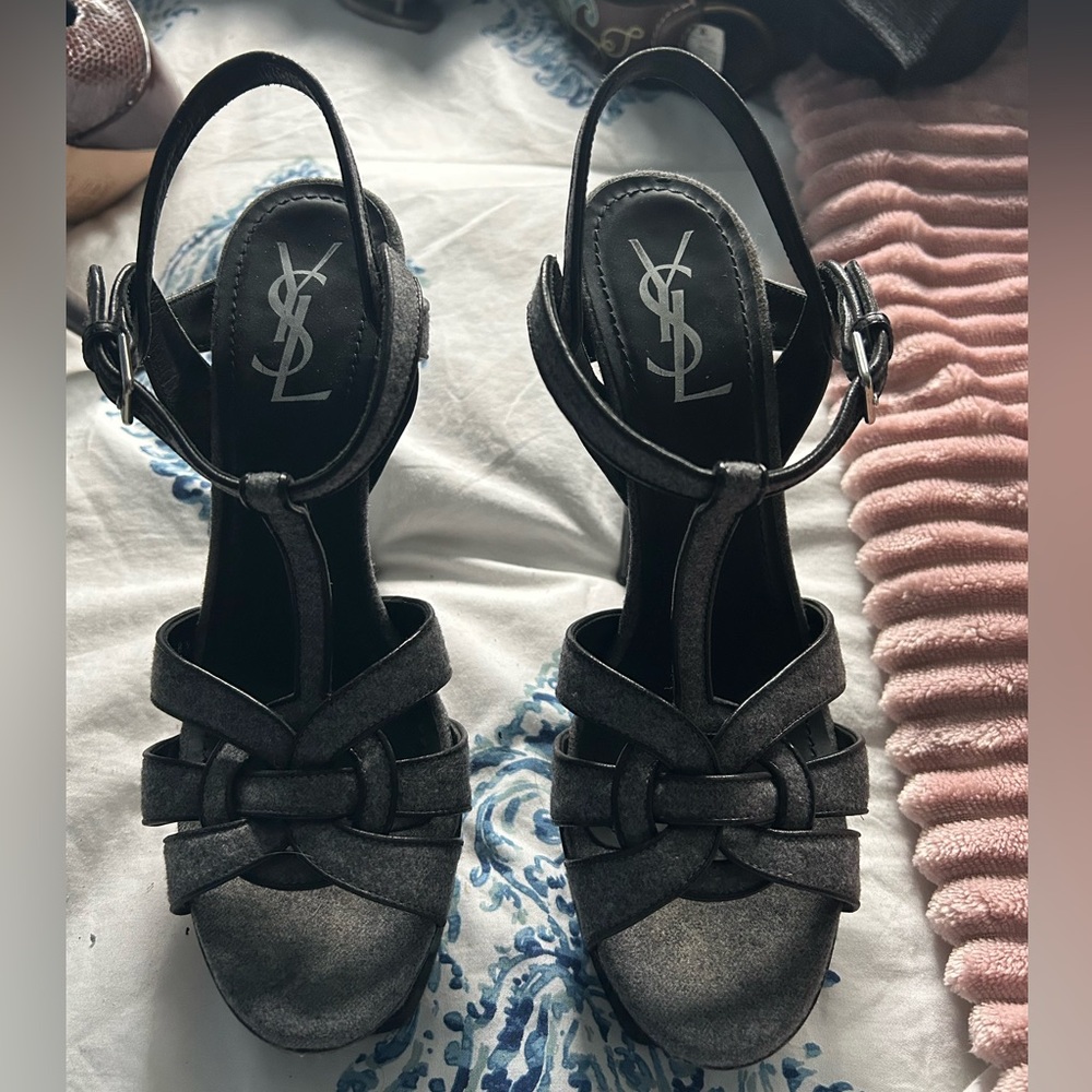 Vintage Yves Saint Laurent Women's Grey Sandals